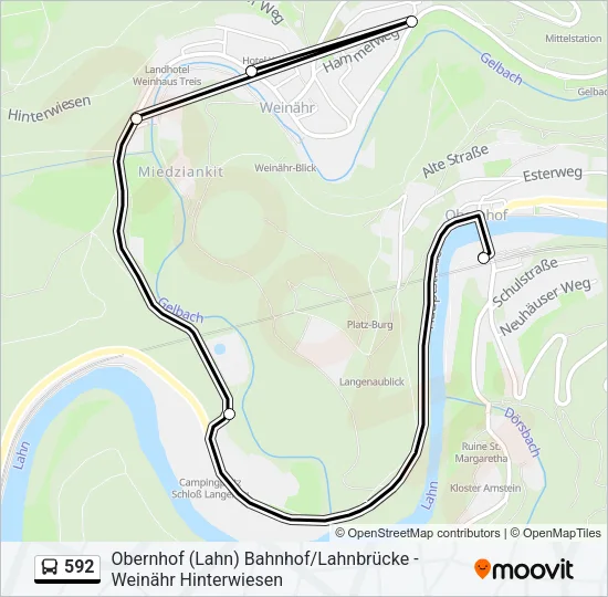 592 Bus Line Map