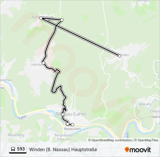 593 Bus Line Map