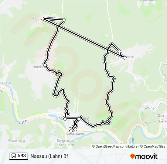 593 Bus Line Map
