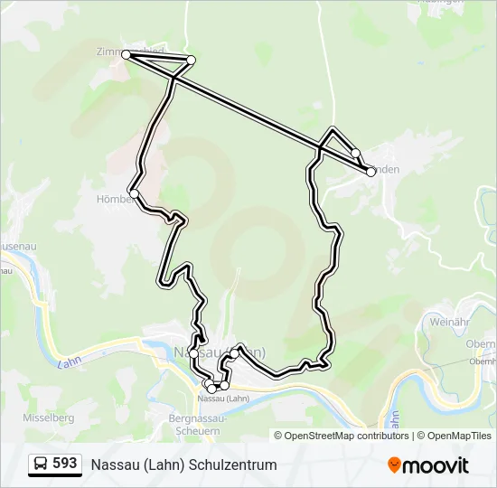 593 Bus Line Map