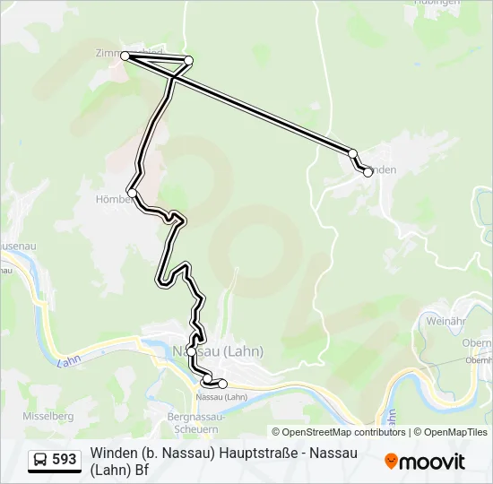 593 Bus Line Map
