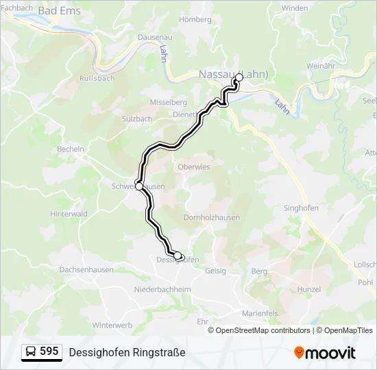 595 Bus Line Map