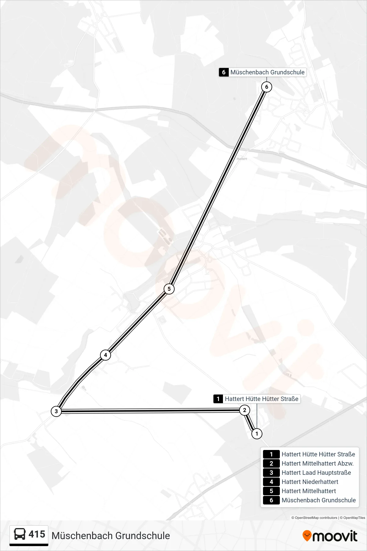415 bus Line (Müschenbach Grundschule) route and stops on a map