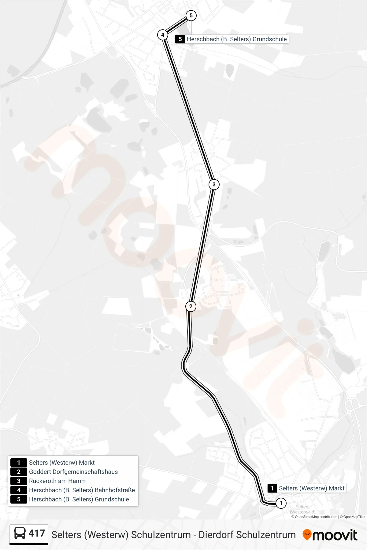 417 bus Line (Herschbach (B. Selters) Grundschule) route and stops on a map