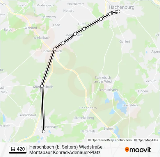 Автобус 420: карта маршрута