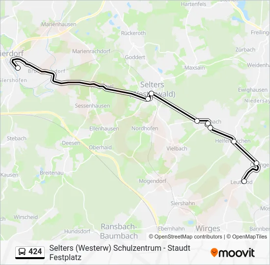 Автобус 424: карта маршрута