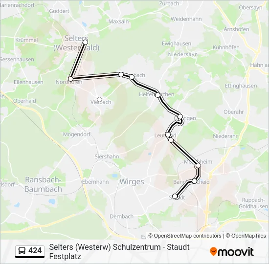 Автобус 424: карта маршрута