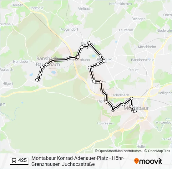 Автобус 425: карта маршрута
