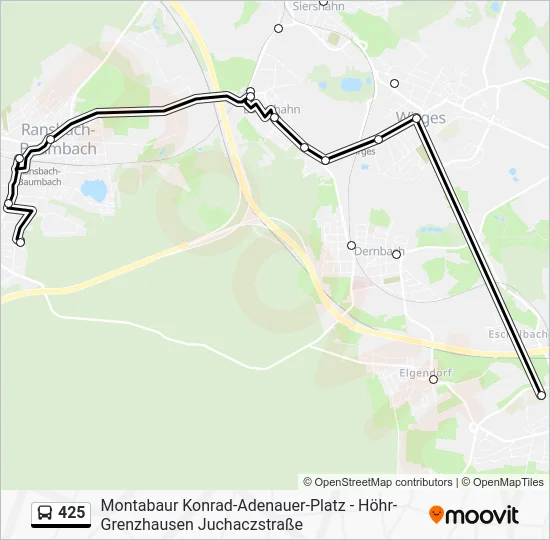 Автобус 425: карта маршрута