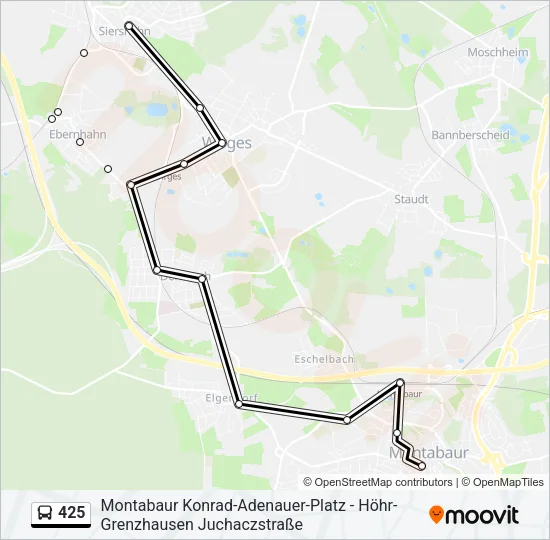 Автобус 425: карта маршрута