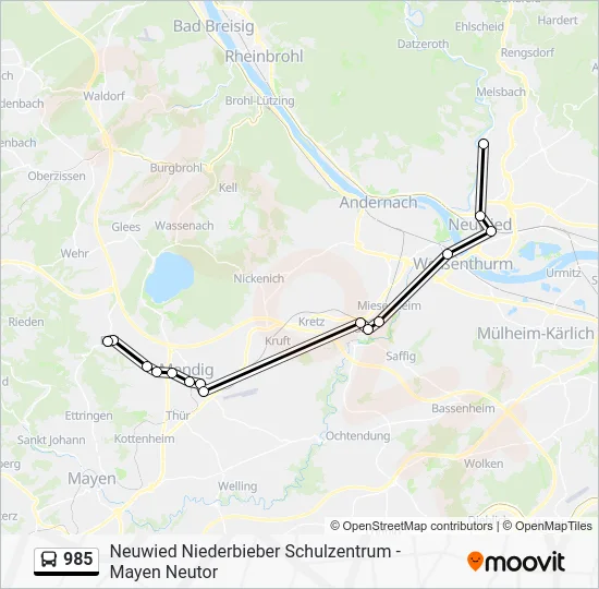 Автобус 985: карта маршрута