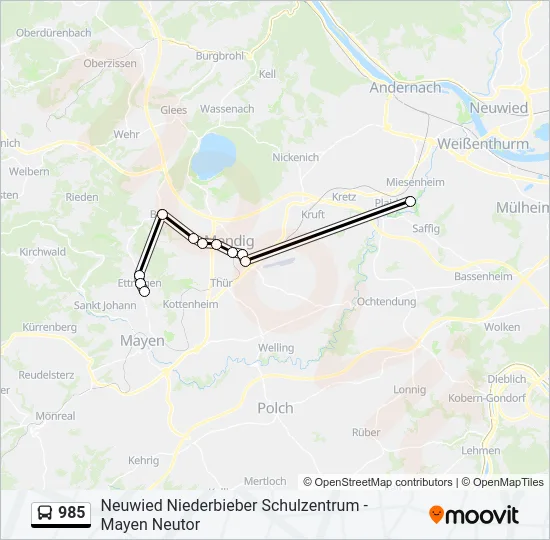 985 Bus Line Map