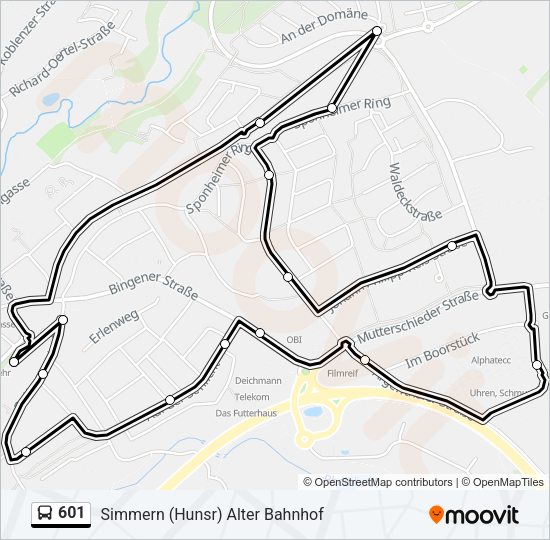 601 Bus Line Map
