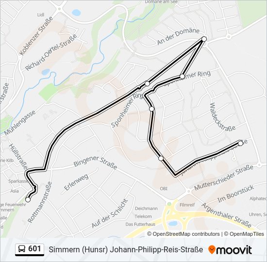 601 Bus Line Map