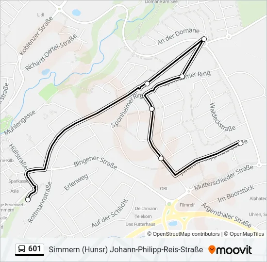 601 Bus Line Map
