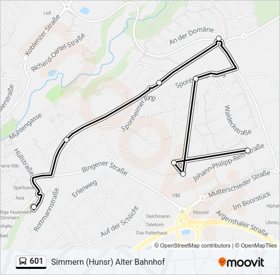 601 Bus Line Map