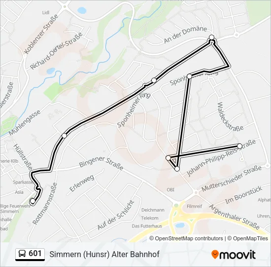 601 Bus Line Map