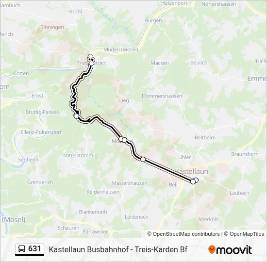 Автобус 631: карта маршрута