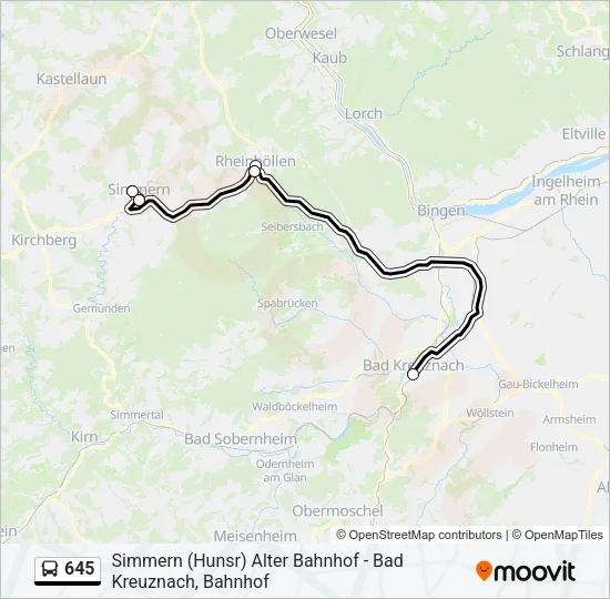 645 Bus Line Map