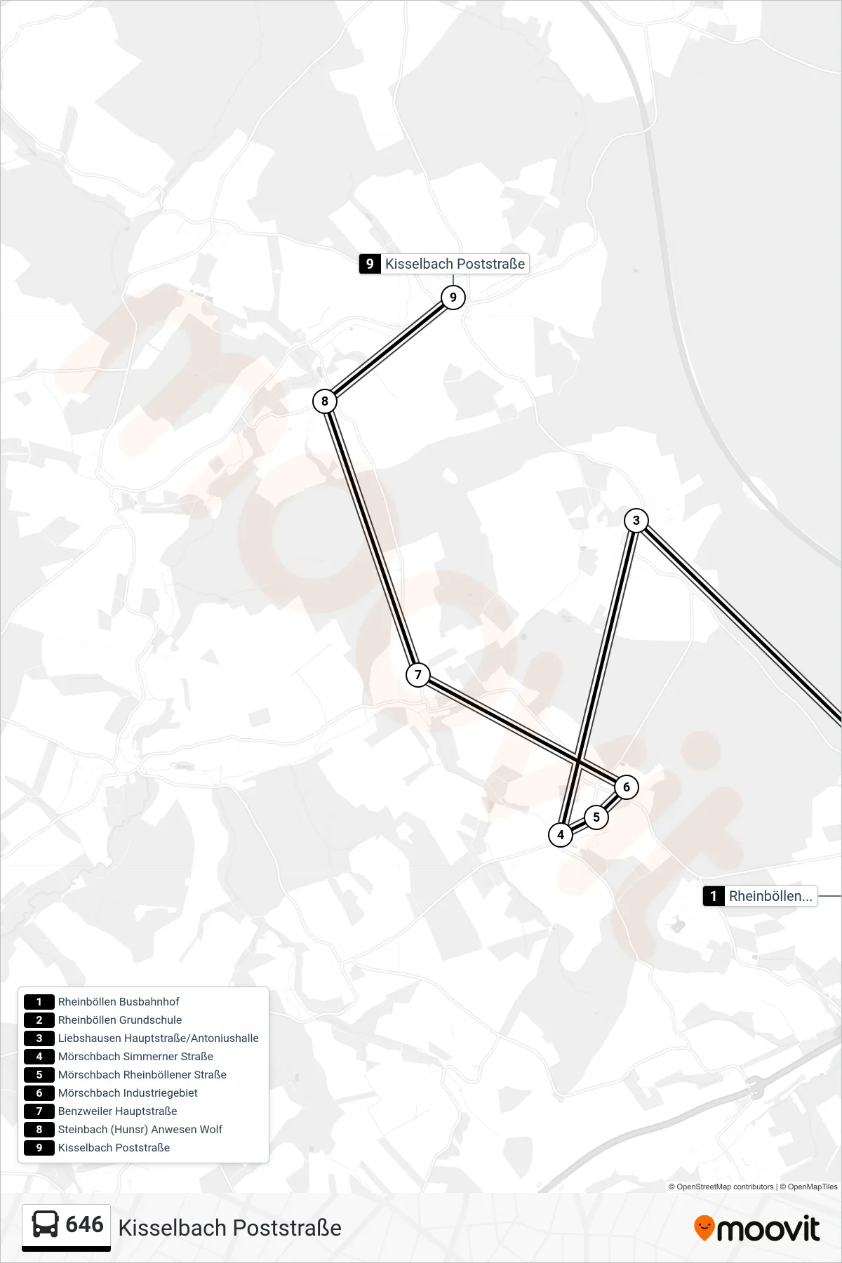 Linie 646 (Bus) Richtung Kisselbach Poststraße: Route und Haltestellen auf der Karte