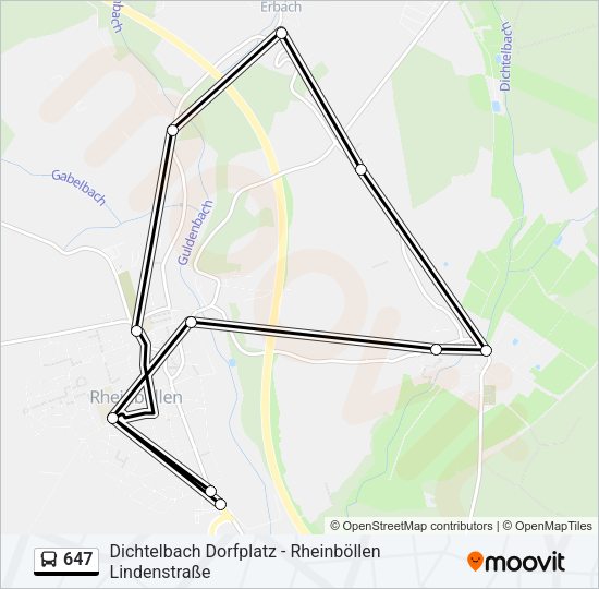 647 Bus Line Map