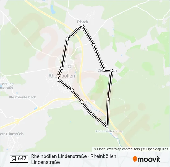 647 Bus Line Map