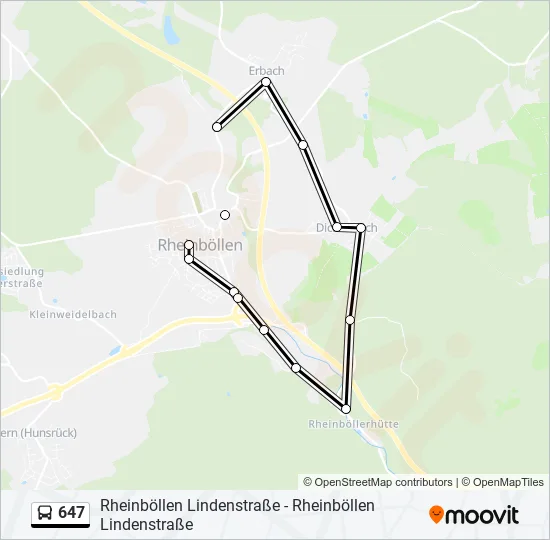 647 Bus Line Map