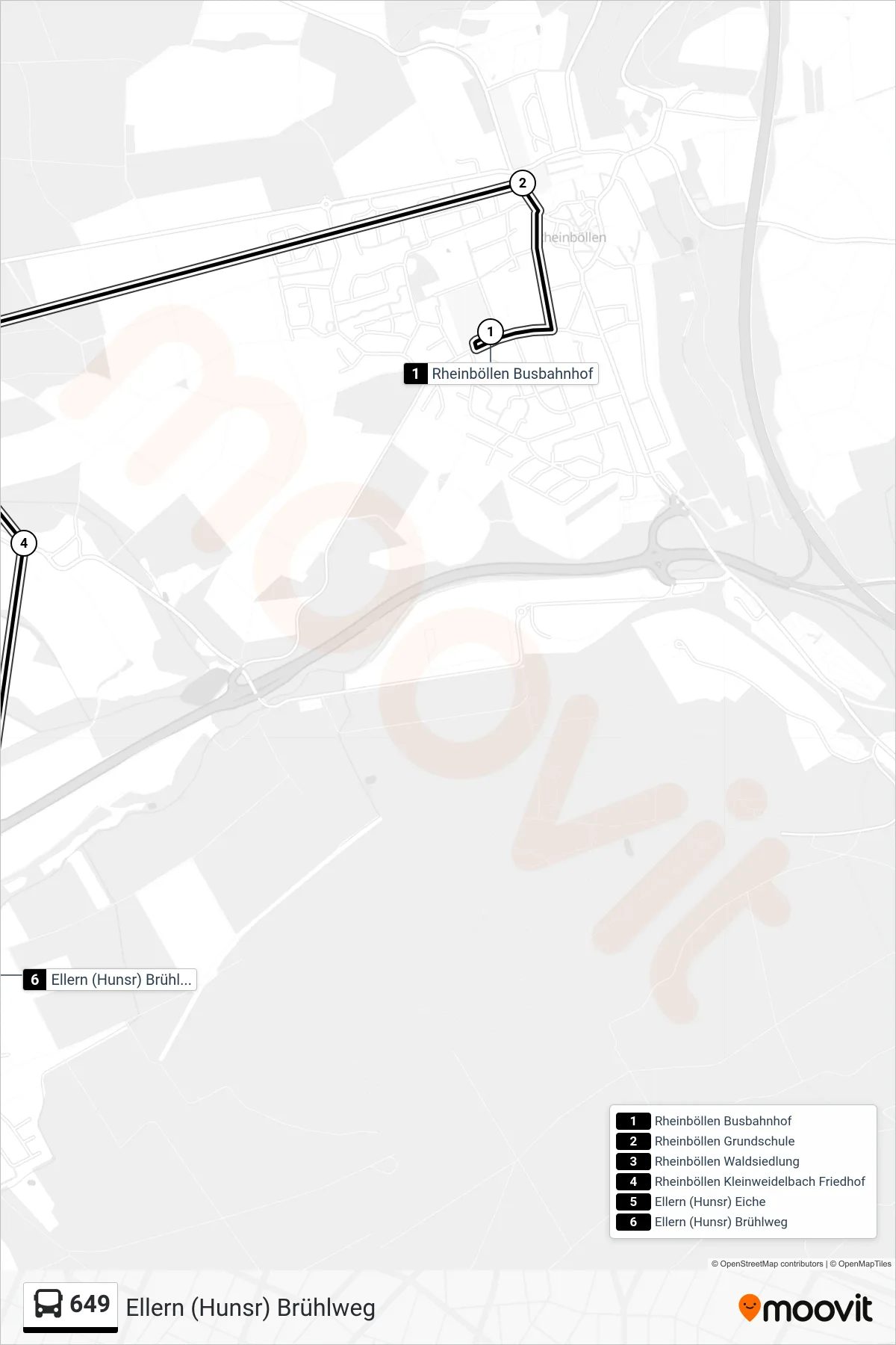 649 bus Line (Ellern (Hunsr) Brühlweg) route and stops on a map