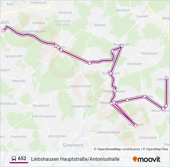 652 Bus Line Map