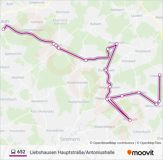 652 Bus Line Map