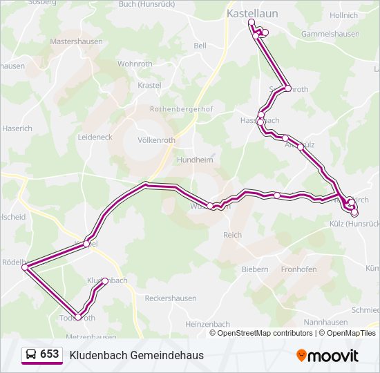 653 Bus Line Map