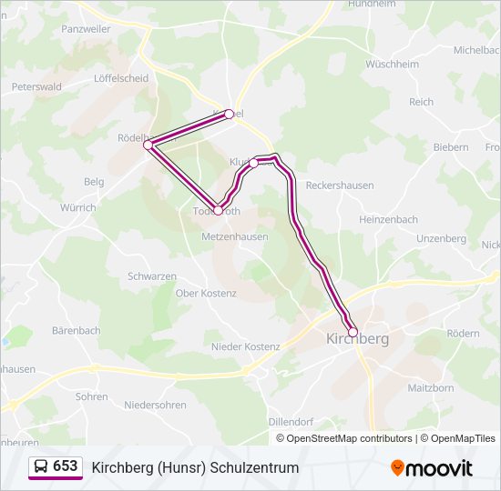 653 Bus Line Map