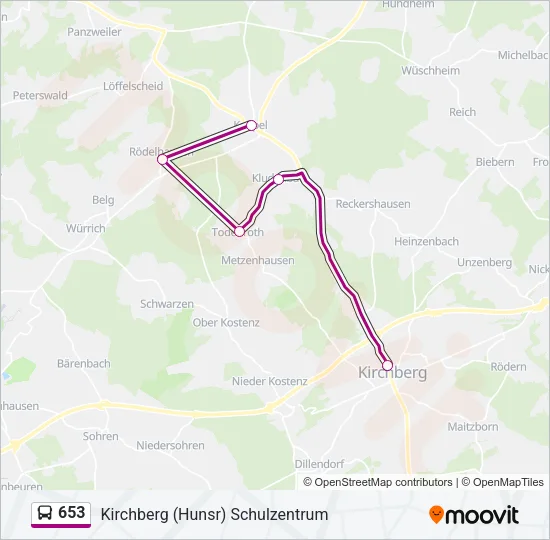 653 Bus Line Map