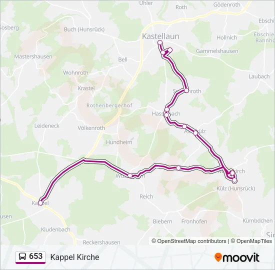653 Bus Line Map