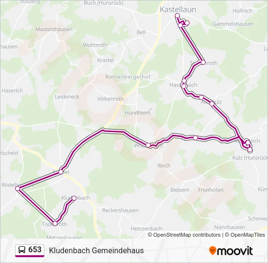 653 Bus Line Map