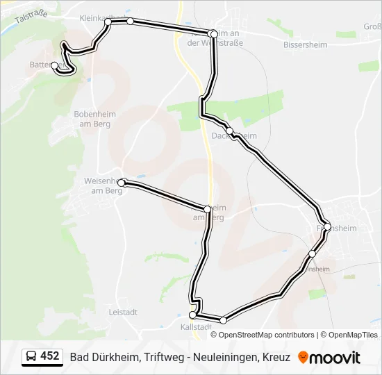 Автобус 452: карта маршрута