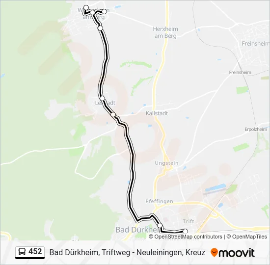 Автобус 452: карта маршрута