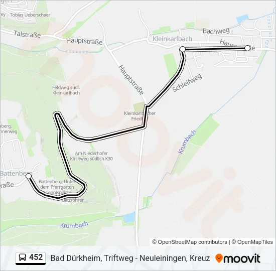 452 Bus Line Map