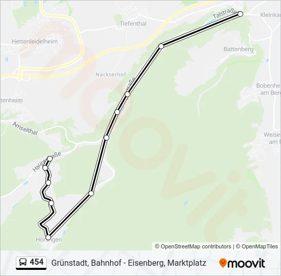 454 Bus Line Map