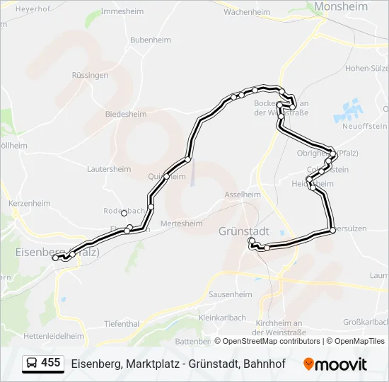 455 Bus Line Map