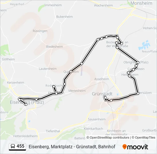 455 Bus Line Map