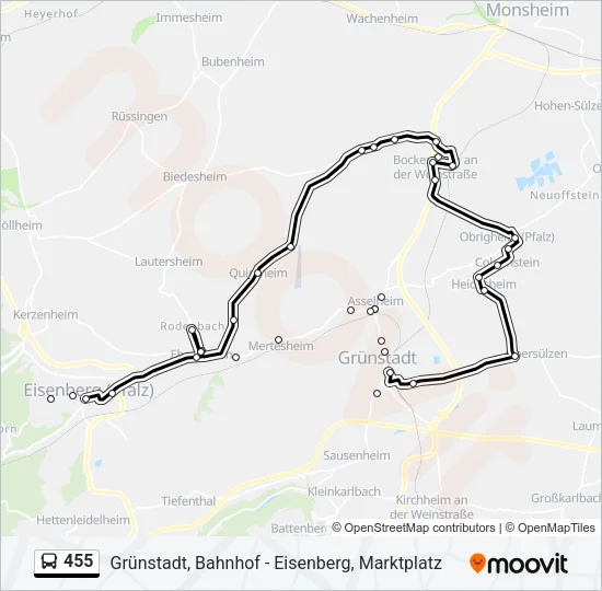 455 Bus Line Map