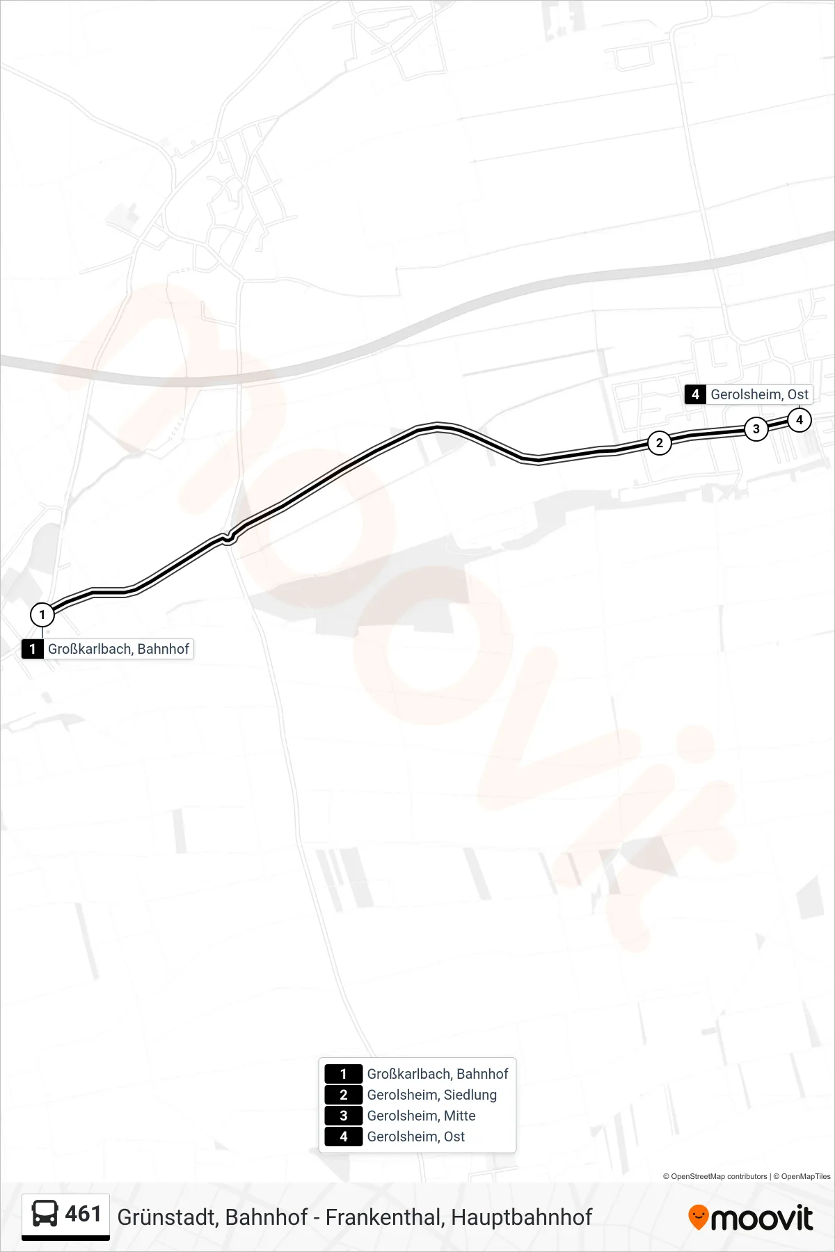 461 bus Line (Gerolsheim, Ost) route and stops on a map