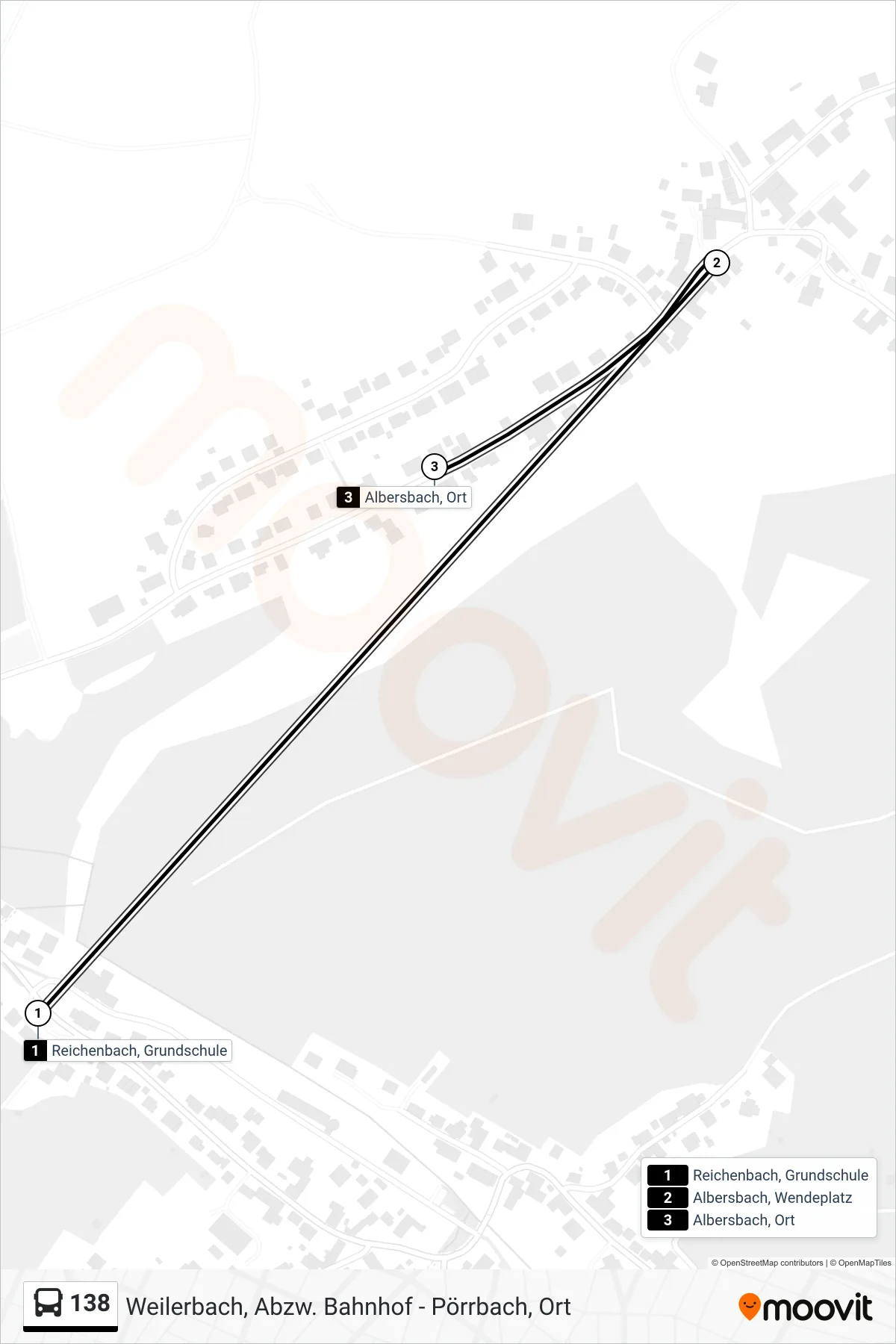 138 bus Line (Albersbach, Ort) route and stops on a map