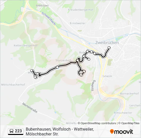 Автобус 223: карта маршрута