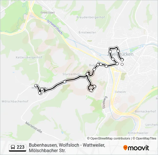 Автобус 223: карта маршрута