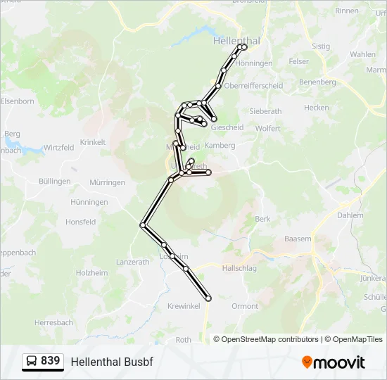 839 Bus Line Map