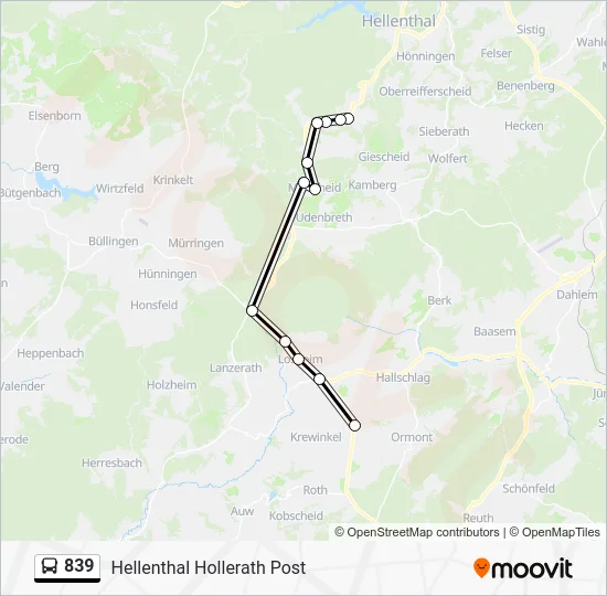 Автобус 839: карта маршрута