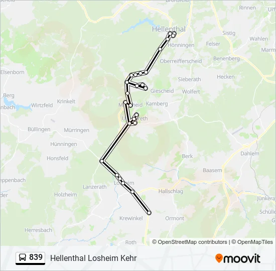 839 Bus Line Map