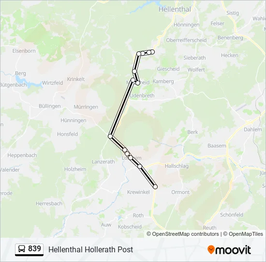839 Bus Line Map